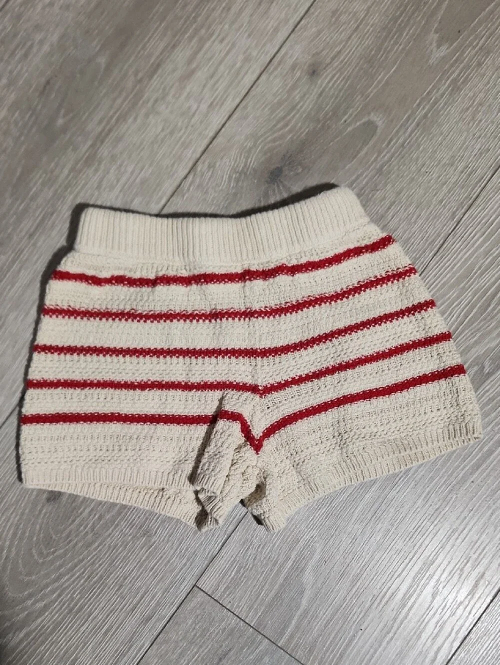 ​Jessica Simpson Toddler Girls Knit Sweater Shorts Set Red Cream Stripe 4T